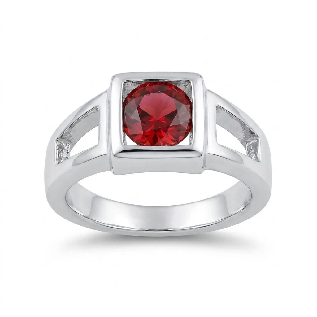 Red Garnet Ring 3.73 Ct Round Cut 925 Sterling Silver for Wedding Vintage Style