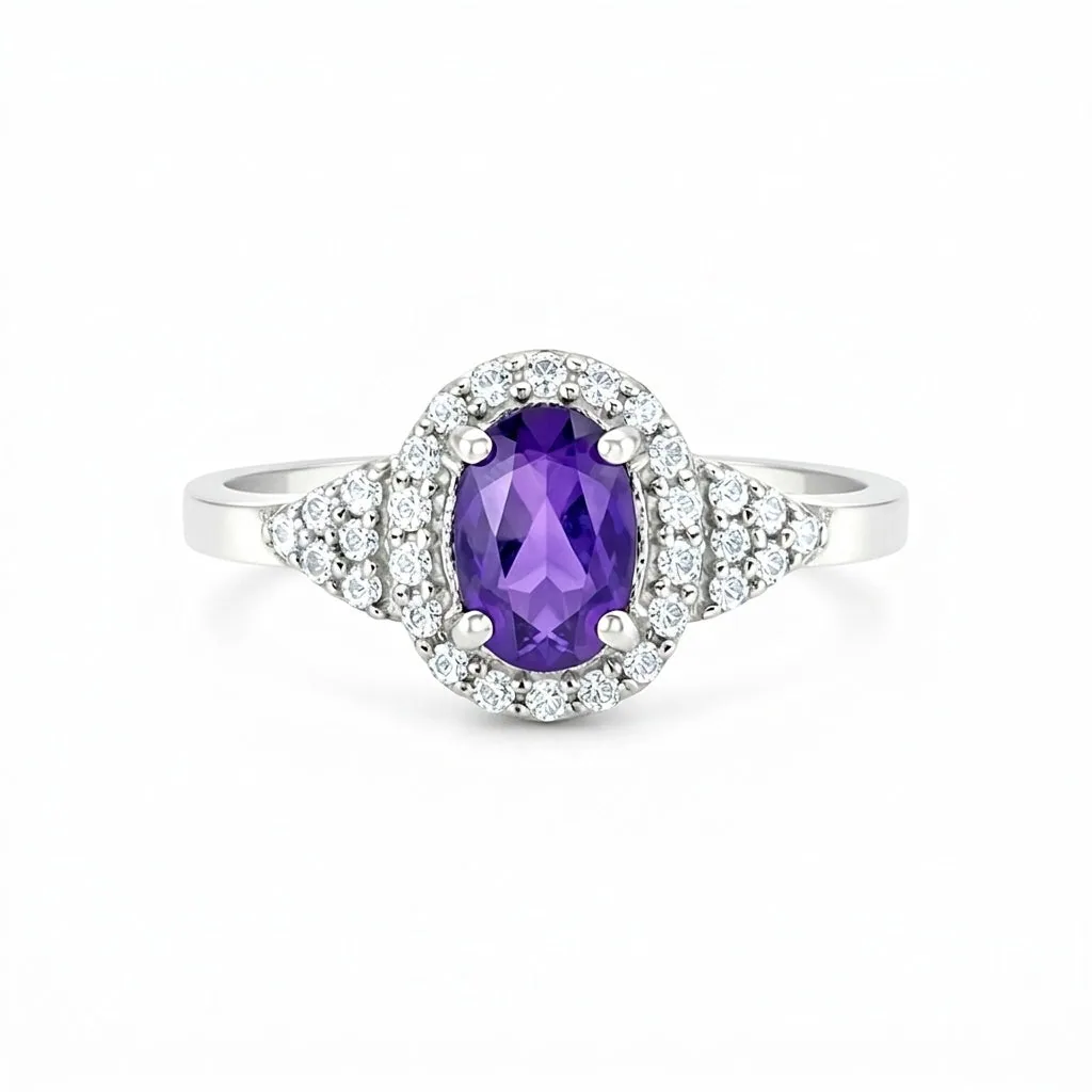 Cocktail Oval Cut Purple Amethyst Ring in 925 Sterling Silver Gift for Her