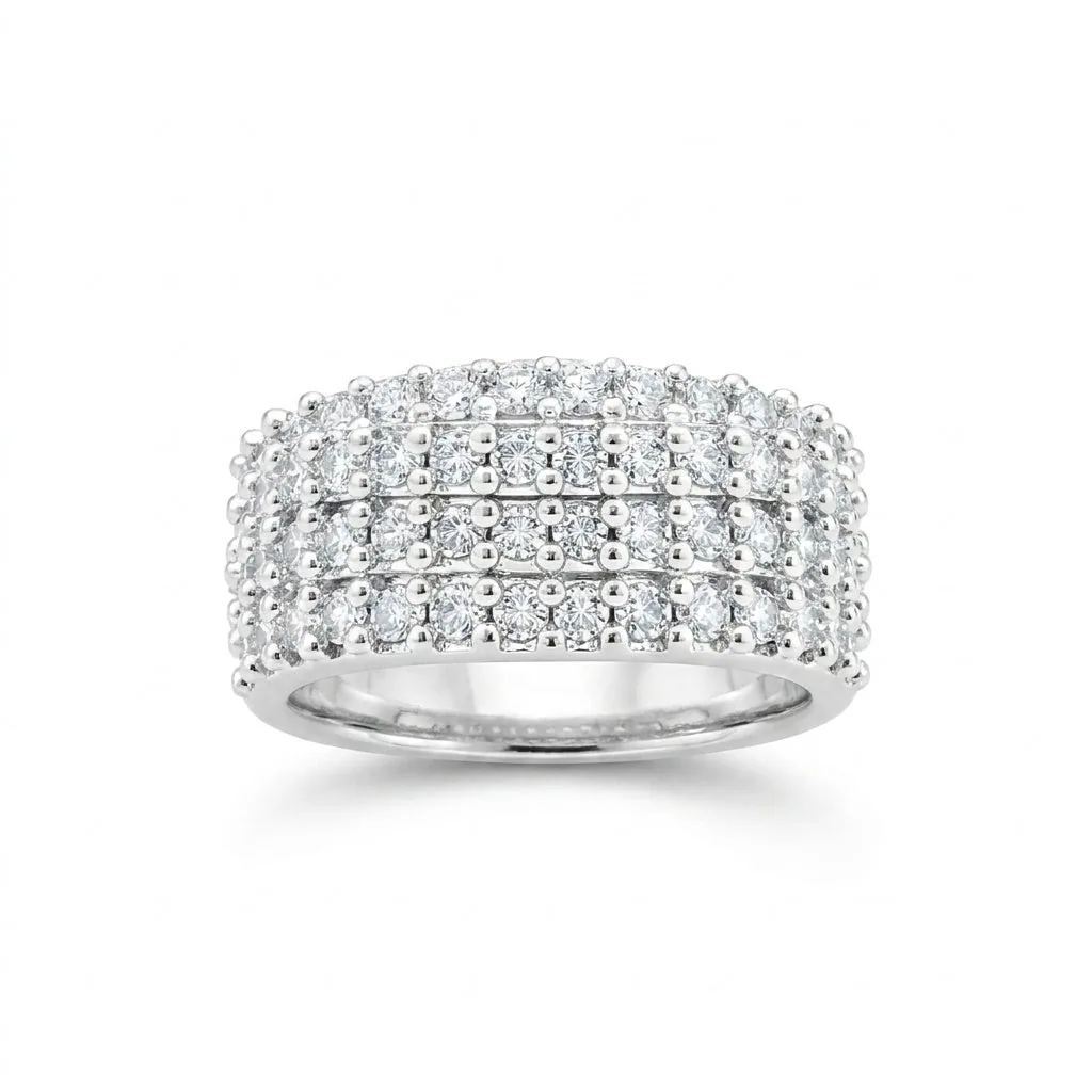White Moissanite Round Cut Ring 1.20 Ct in 925 Sterling Silver for Women