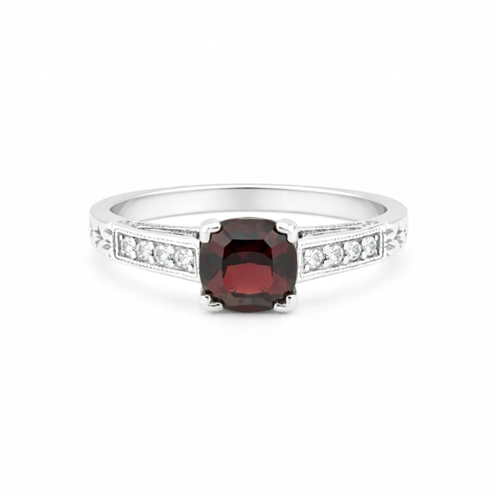 Cushion Red Garnet Ring Crafted in 925 Sterling Silver for Her Trendy Pick