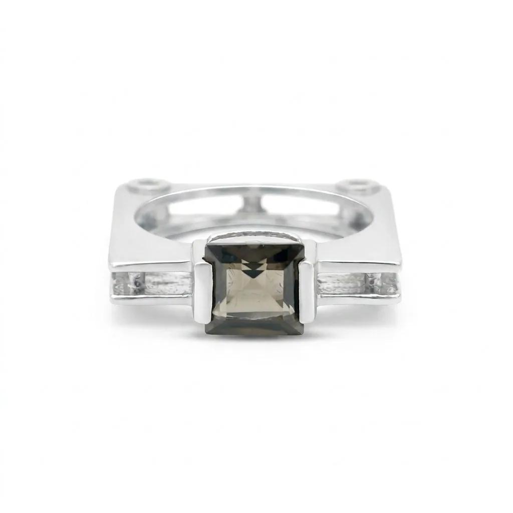 Brown Topaz Ring Princess Cut 4.50 Ct 925 Sterling Silver for Her Luxury Style