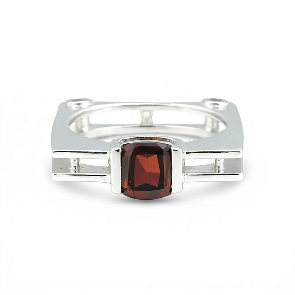 Princess Cut Garnet Ring in 925 Sterling Silver 1.25 Ct Red for Women Boho Style