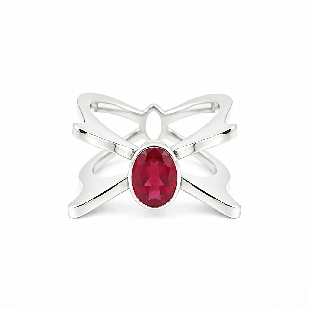 Red Garnet 2.25 Ct Ring in 925 Sterling Silver Cocktail for Anniversary