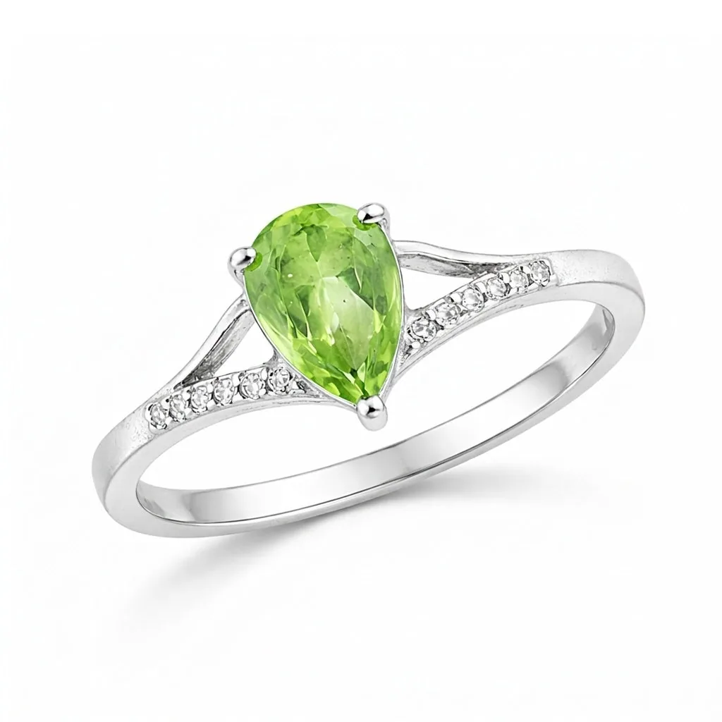 Jewelry Pear Cut Green Amethyst Ring in 925 Sterling Silver for Her Trendy Pick