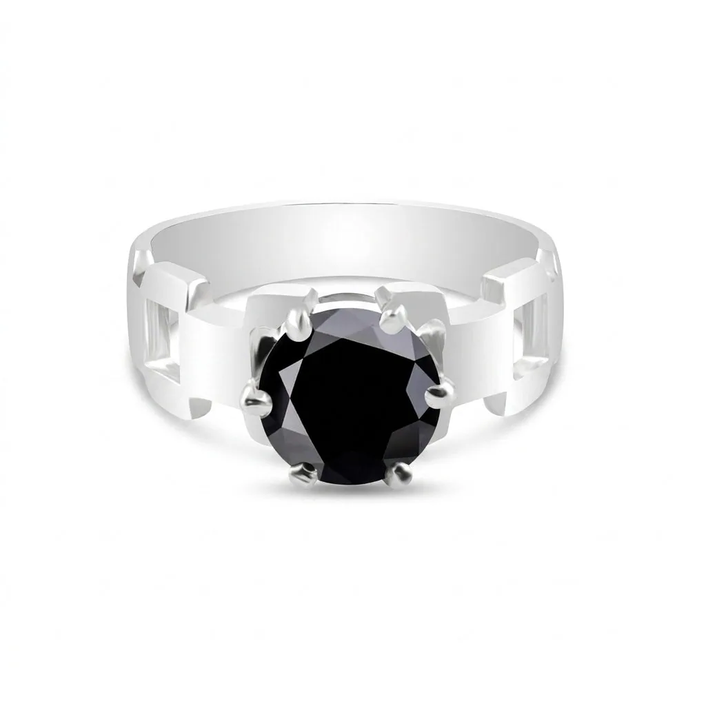 Black Moissanite Round Ring 6.50 Ct. 925 Sterling Silver Stackable Eternity Band