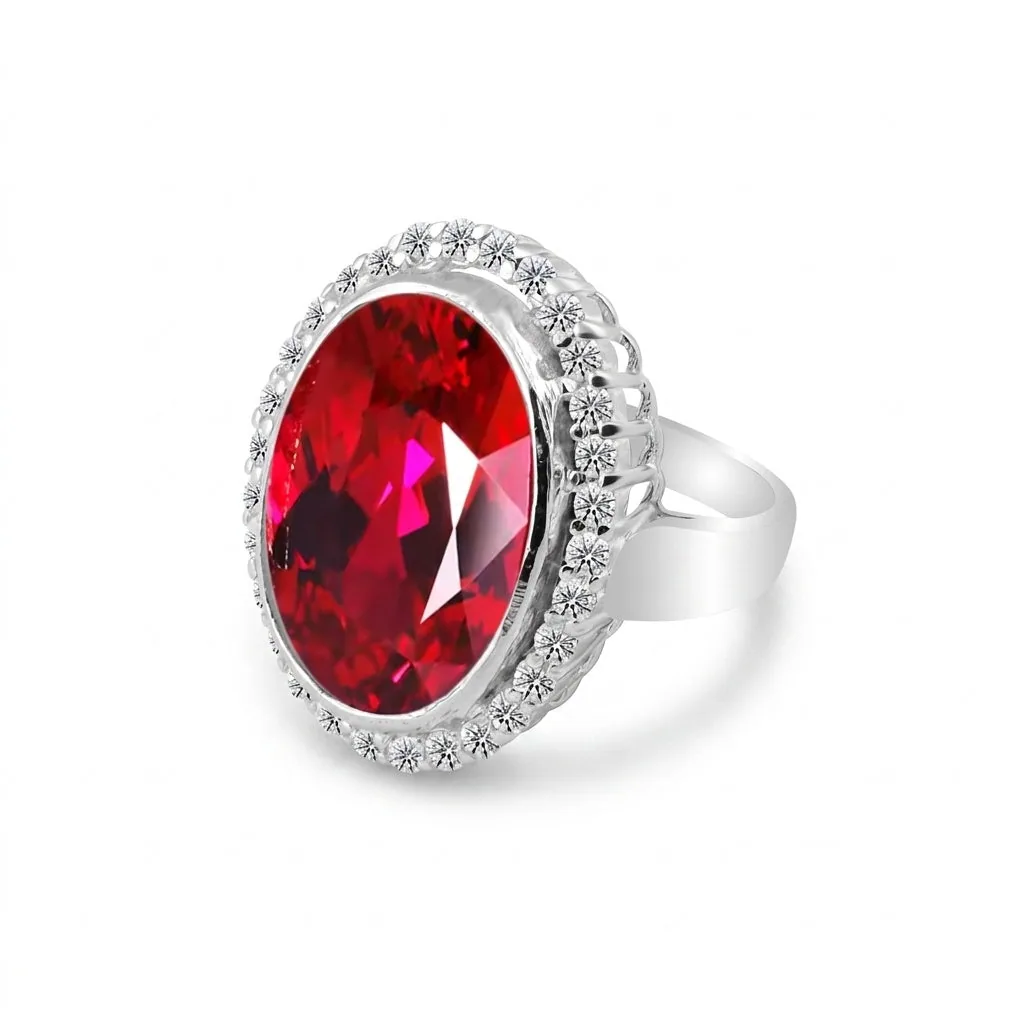 Ruby Oval Cut Ring 7.80 Ct. 925 Sterling Silver Gift for Her Women for Women