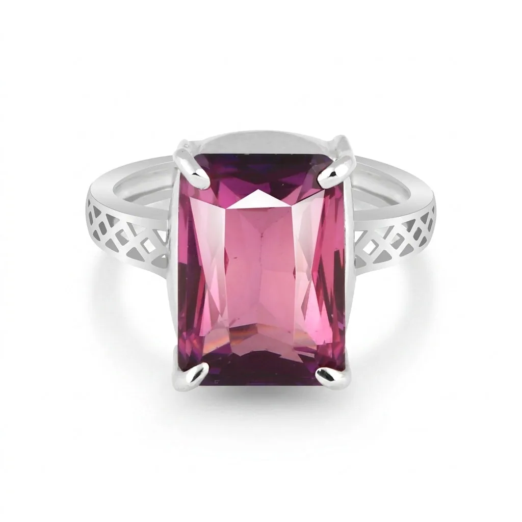 4.90 Ct. Amethyst Emerald Solitaire Ring 925 Sterling Silver Wedding Fine Jewelr