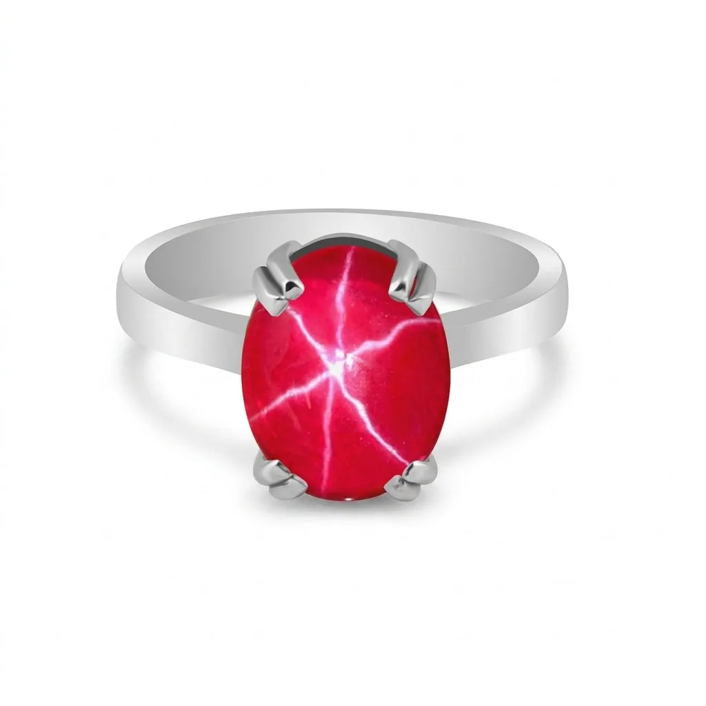 Ruby Oval Solitaire Ring 5.80 Ct. 925 Sterling Silver Mother’s Day Fine Jewelry