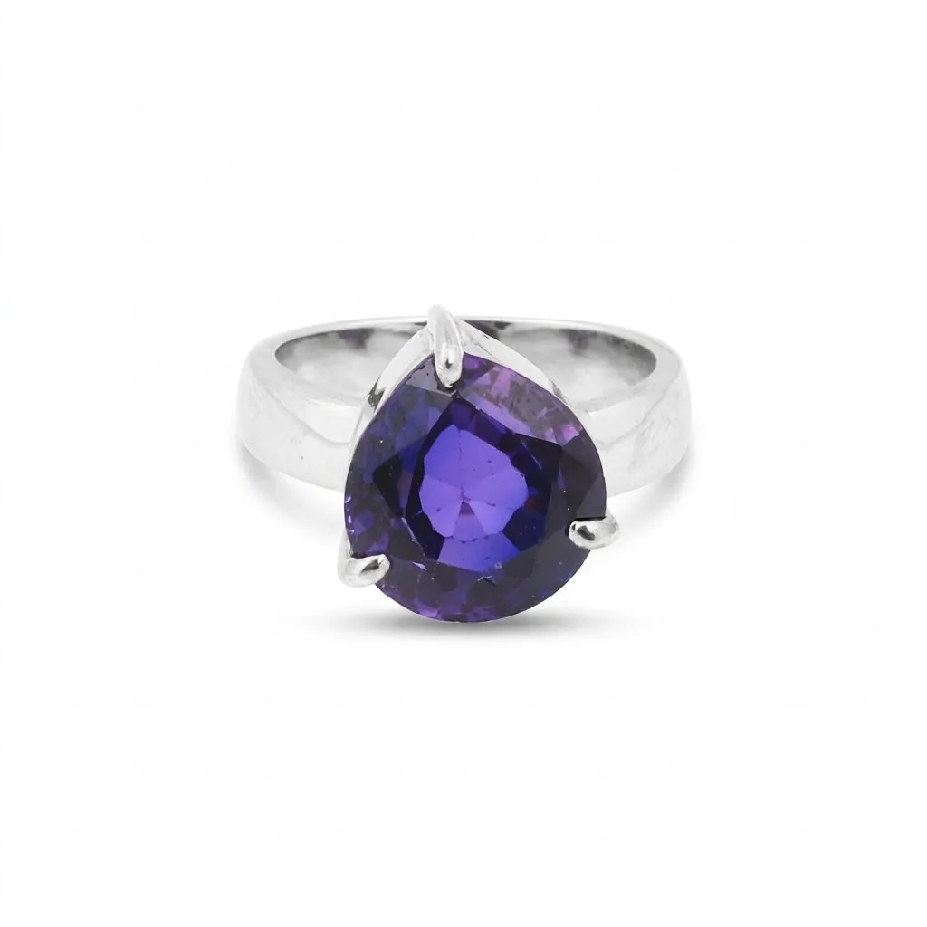 Purple Amethyst Solitaire Ring 3.65 Ct. Round Cut 925 Sterling Silver Stackable