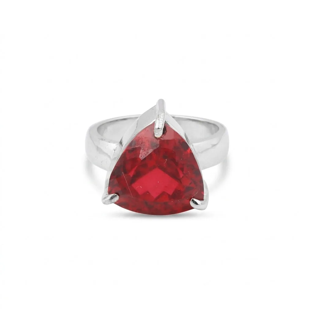 Trillion Cut Ruby Ring 2.00 Ct. 925 Sterling Silver Eternity Band Gift for Her