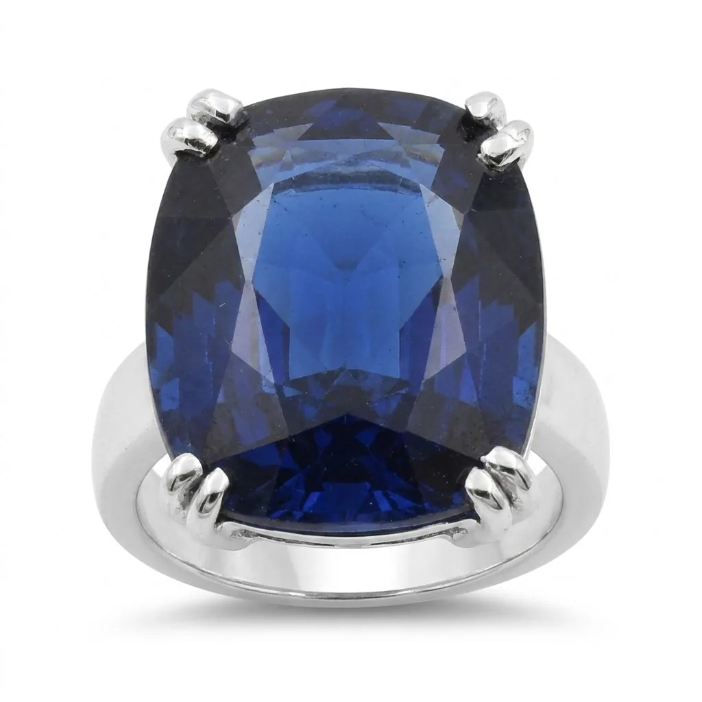 Sapphire Gemstone Ring 4.80 Ct. Cushion Cut 925 Sterling Silver Wedding Gift Her