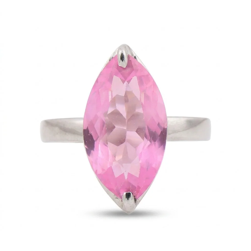 Pink Kunzite Marquise Ring 3.00 Ct. 925 Sterling Silver Stackable Eternity Band