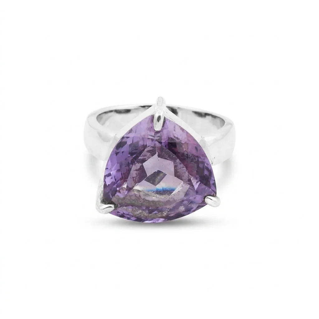 Amethyst Trillion Cut Ring 2.50 Ct. 925 Sterling Silver Gift for Her Women