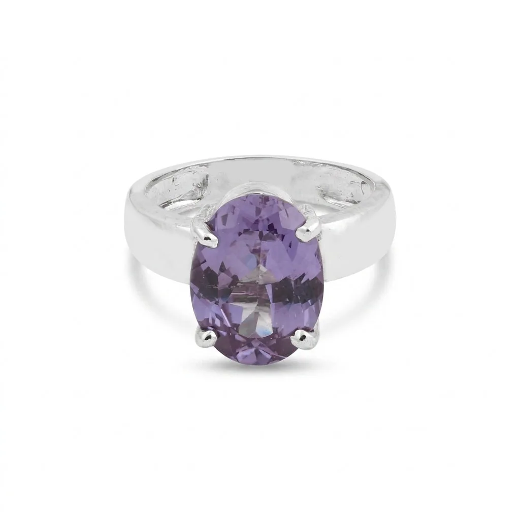 3.00 Ct. Purple Amethyst Ring Oval Cut 925 Sterling Silver Eternity Band Fine Gi