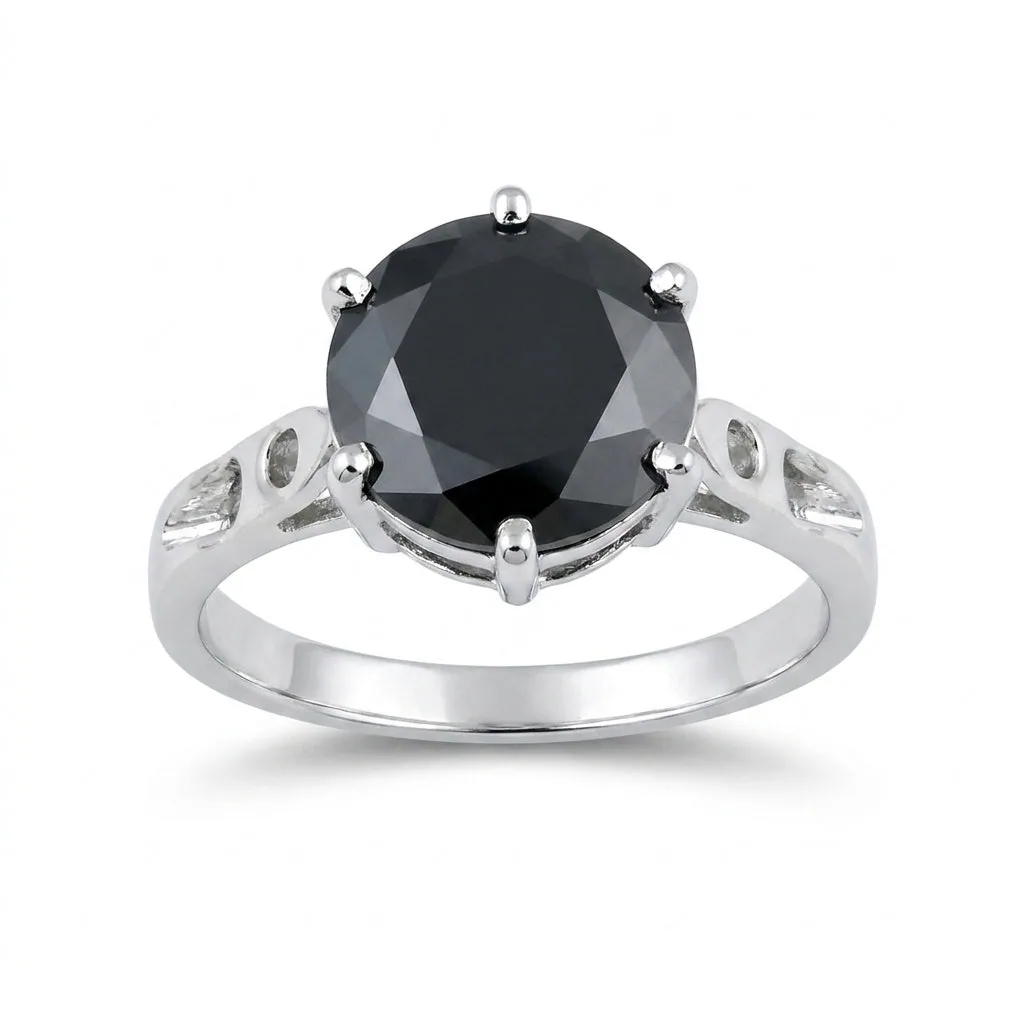 Moissanite Round Solitaire Gemstone Ring 3.30 Ct. 925 Sterling Silver Women Gift