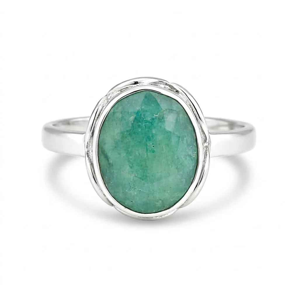 4.50 Ct. Emerald Oval Solitaire Ring 925 Sterling Silver Valentine’s Day Fine Je