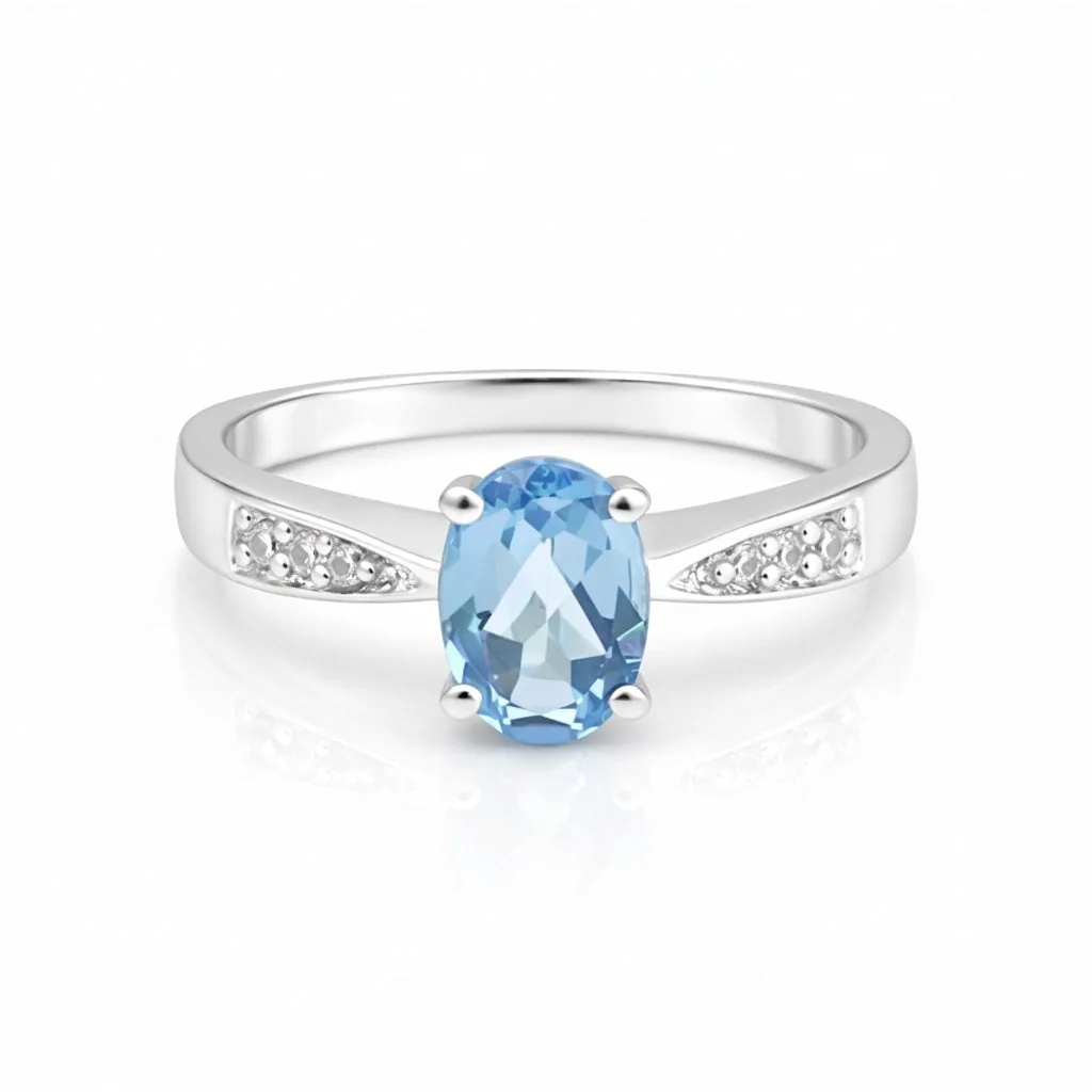 1.95 Ct. Aquamarine Oval Solitaire Ring 925 Sterling Silver Anniversary Fine Jew