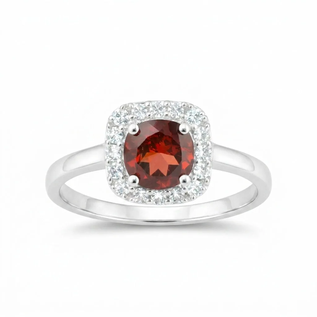 Ruby Round Solitaire Ring 1.25 Ct. 925 Sterling Silver Birthday Fine Jewelry Gif