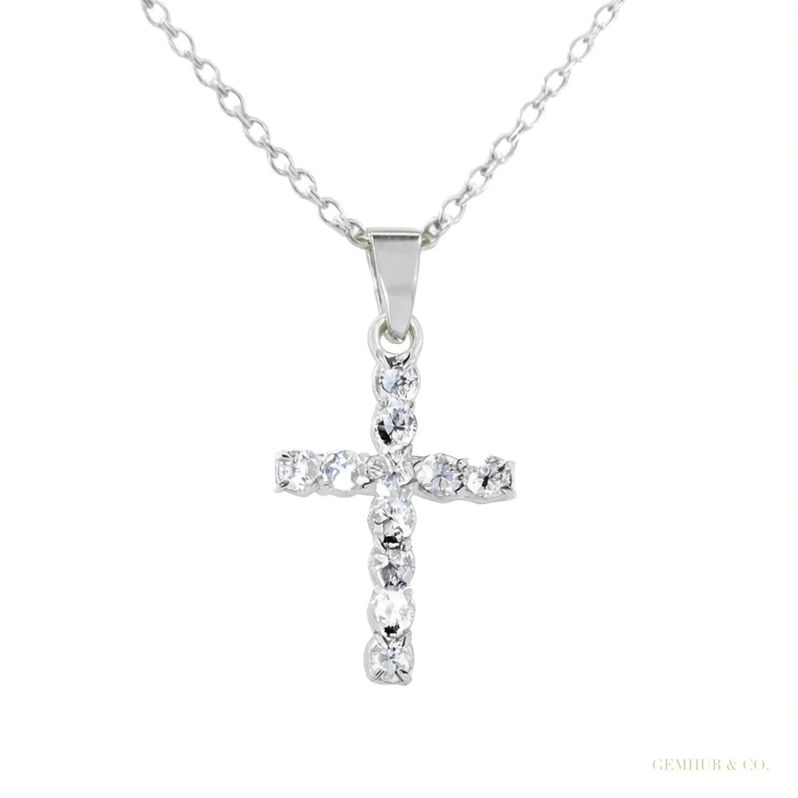 Gorgeous 1.10 ct DEW Certified 3mm Moissanite Plus-Shape Pendant In Vermeil 925 Silver
