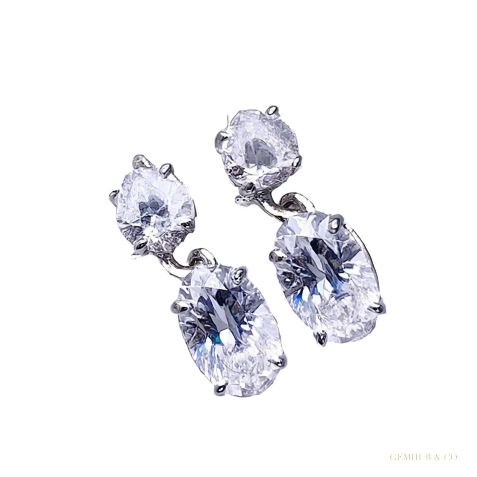 Gorgeous 7.00 ct DEW Oval Cut White Moissanite Earrings In Gold Vermeil