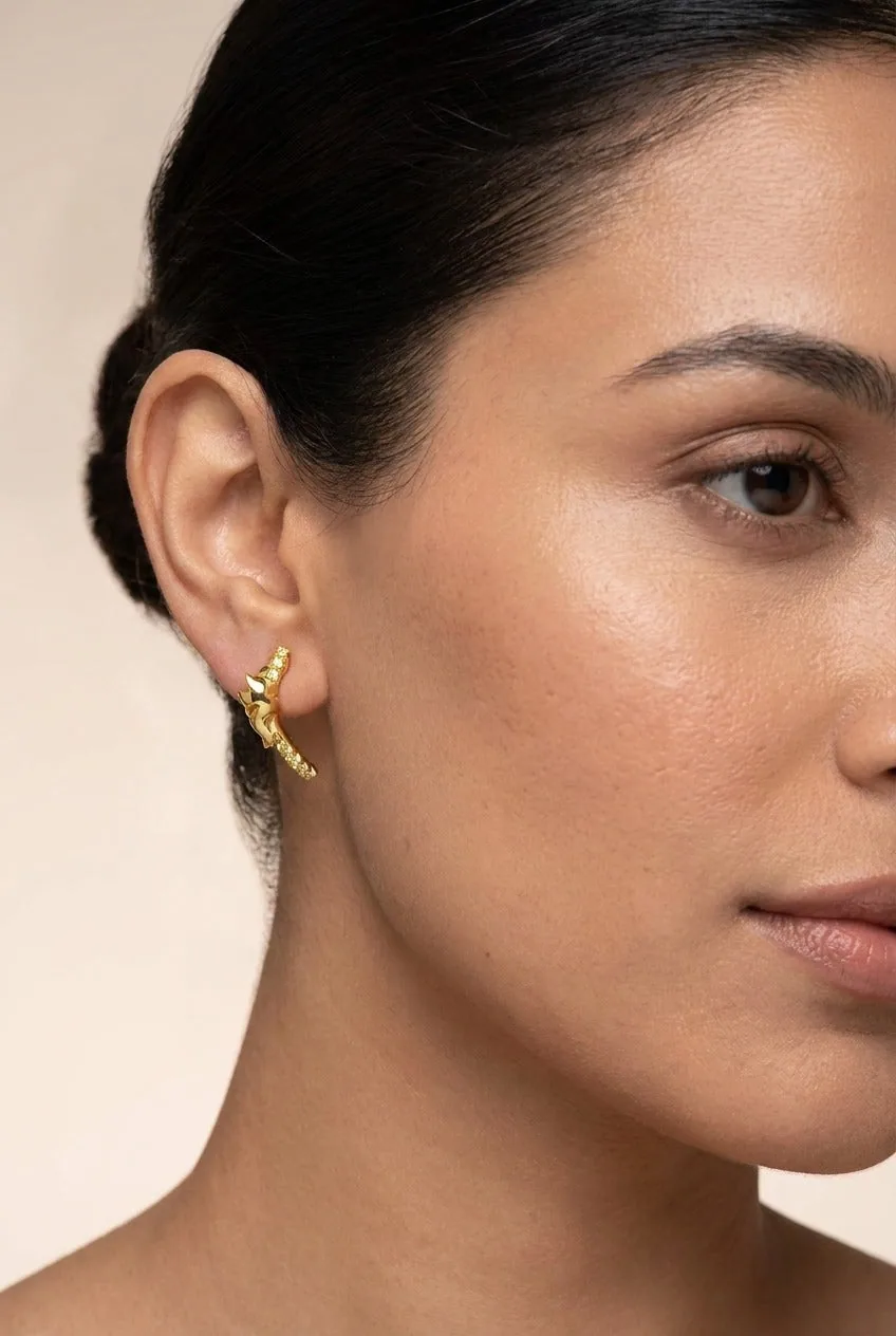 IGI Certified Stud Earrings in 18K Yellow Gold Vermeil with Natural Diamond 0.10 Ct. - view 2