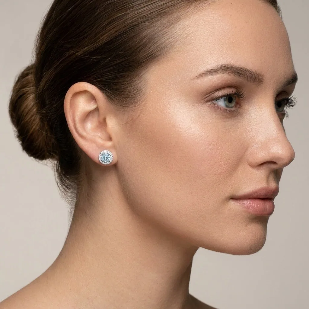 Natural Aqua Sky Aquamarine Earrings Set 5 Pairs | Wholesale Lot | 925 Sterling Silver - view 2