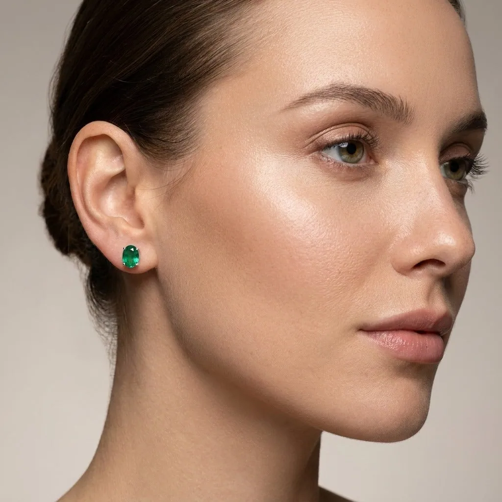 Natural Green Emerald Earrings Set — Lot of 5 Pairs, 925 Sterling Silver - view 2