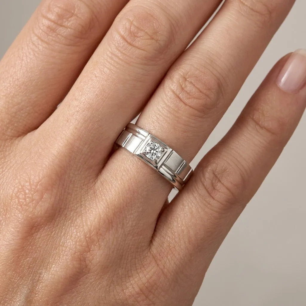 Diamond Finger Ring for Men in Platinum - view 2