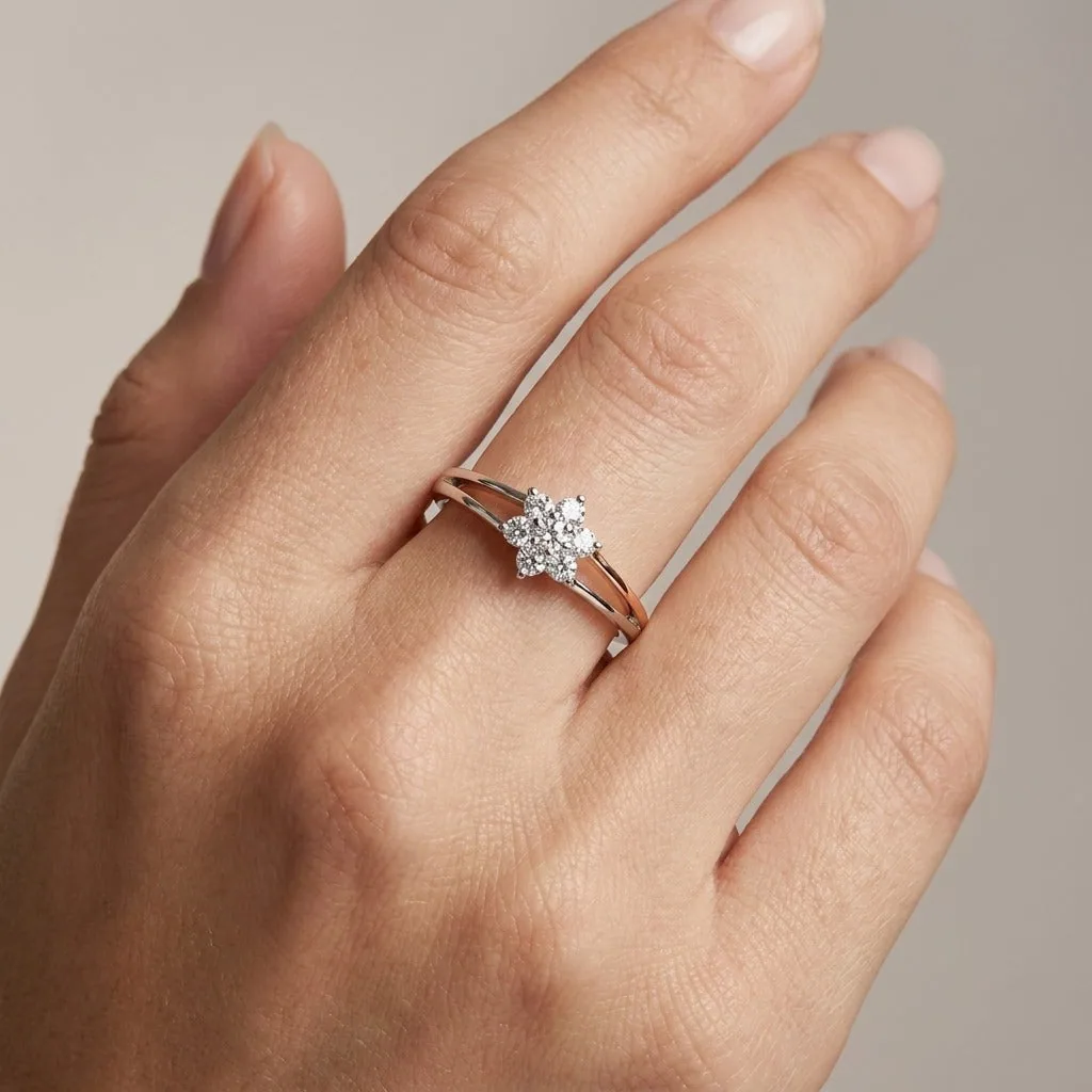 Diamond Embellished Platinum Cluster Finger Ring - view 2