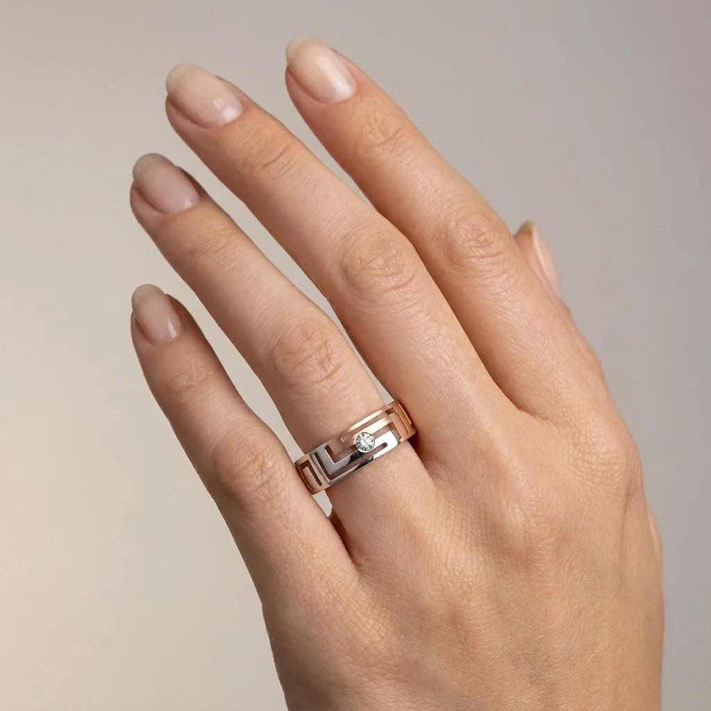 Geometric Design Platinum Finger Ring For Men - view 2