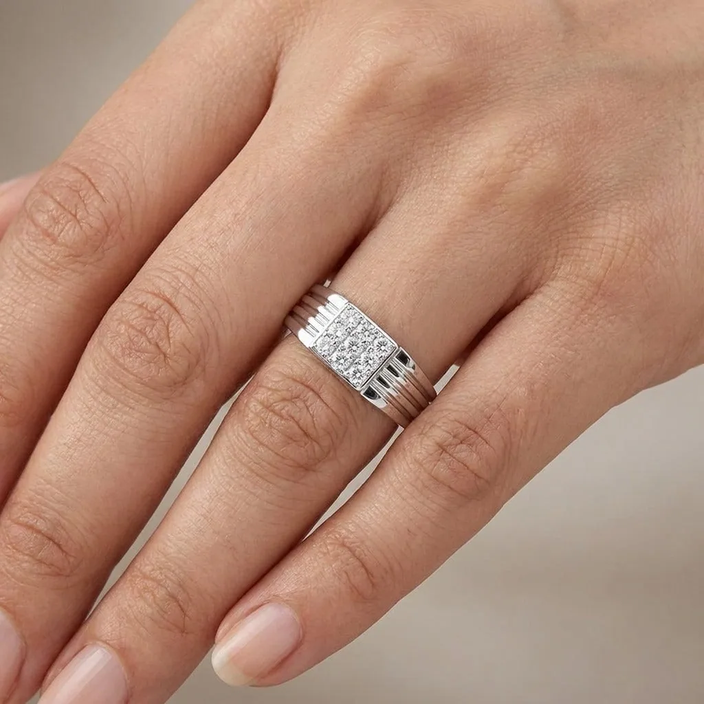 Regal Diamond and Platinum Men’s Finger Band - view 2