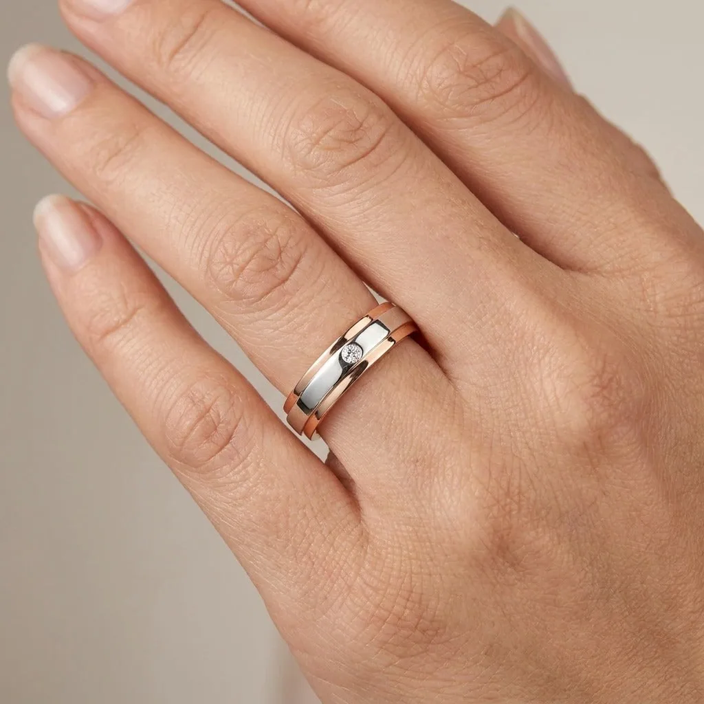 Sturdy Dual Metal Platinum Ring For Men - view 2
