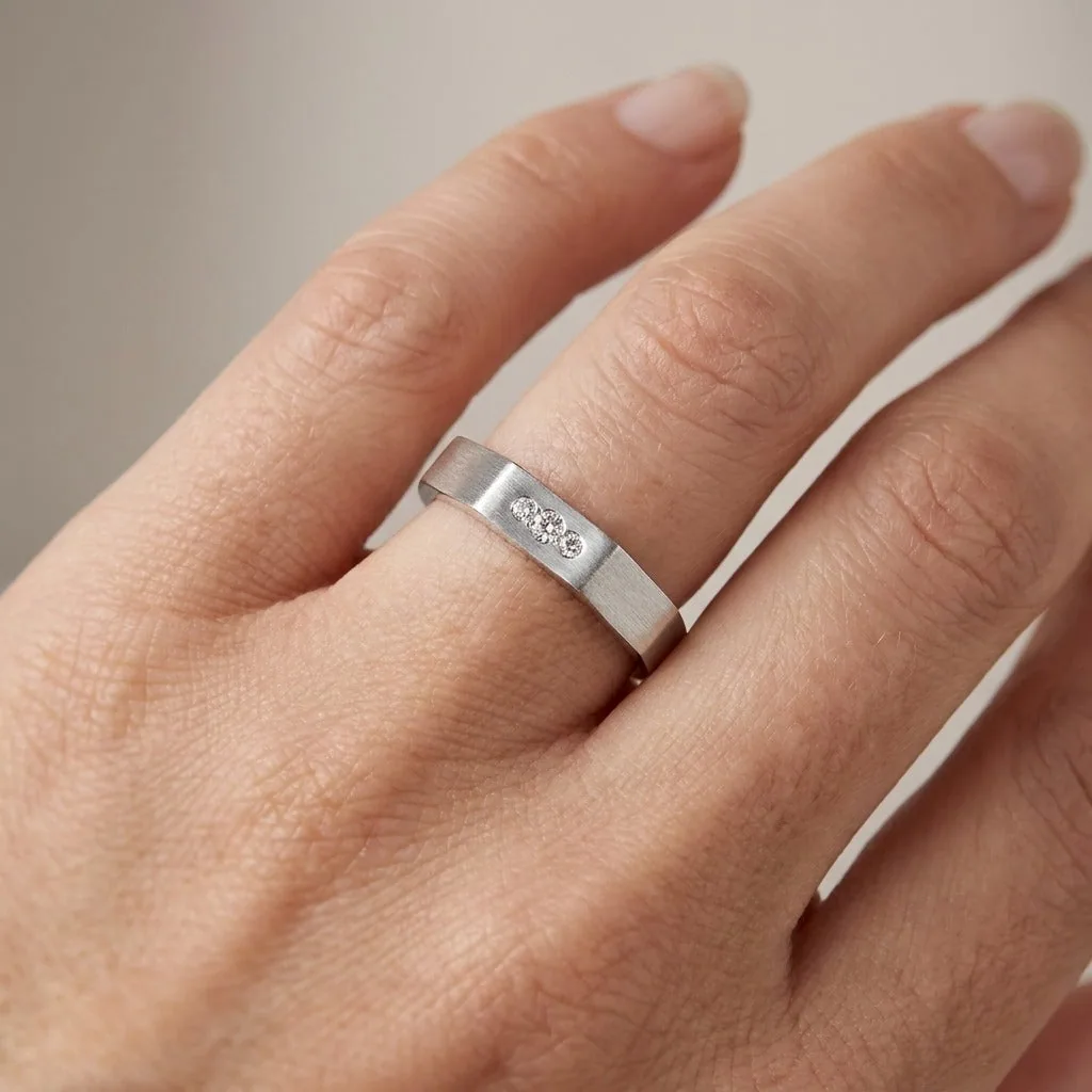 Men’s Textured Platinum Ring - view 2