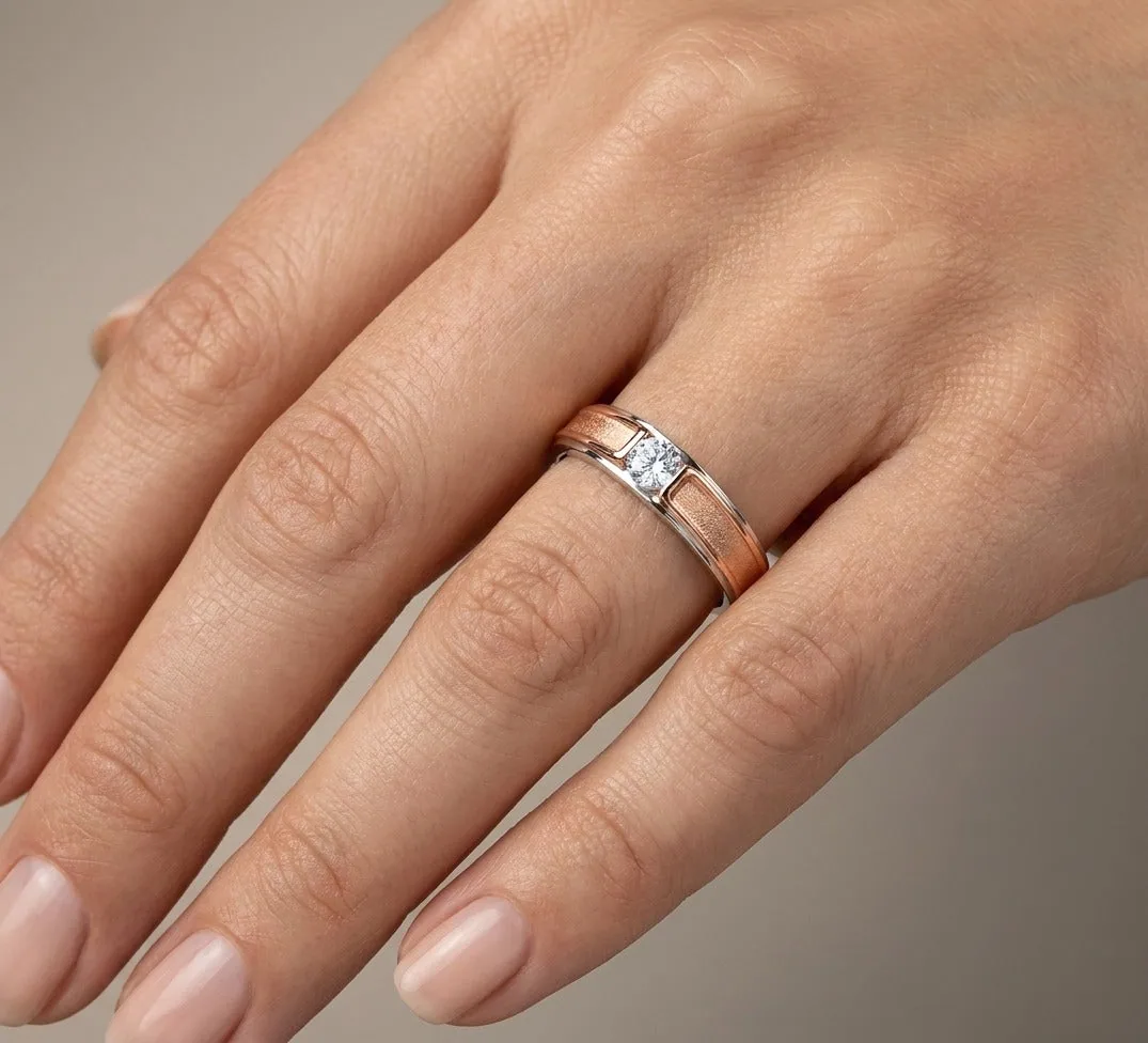 Textured Platinum Men’s Band Ring - view 2