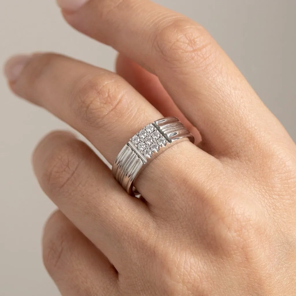 Square Diamond Ring for Men in Platinum - view 2