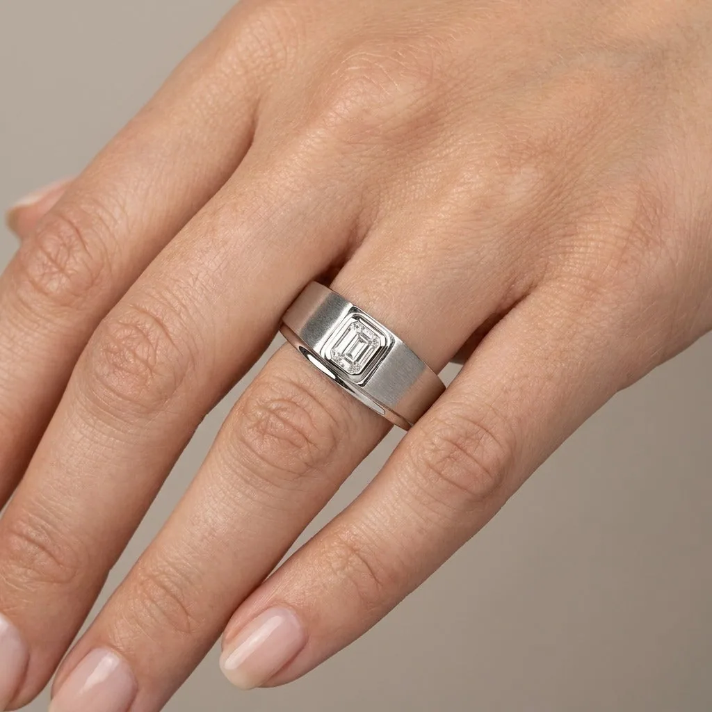 Platinum Bezel Diamond Ring - view 2