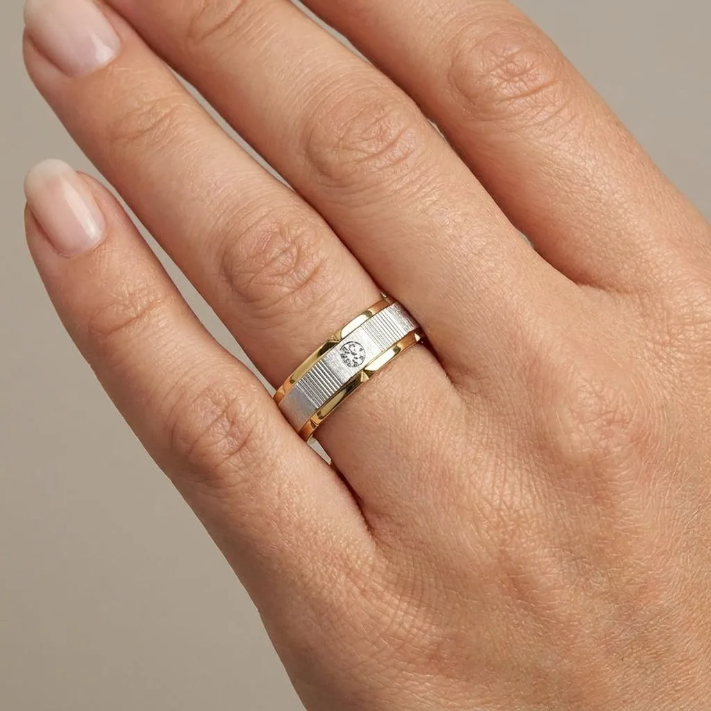 Stunning Platinum Rose Gold Mens Ring - view 2