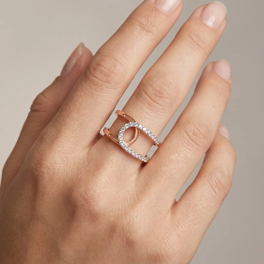 0.33 Ct. IGI Natural Diamond Rose Gold Open Band Ring in 18K for Women Gift - view 2