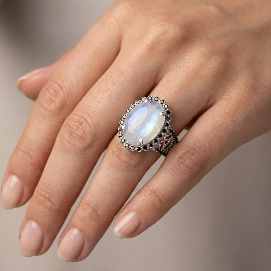 Moonstone Round Solitaire Gemstone Ring 9.00 Ct. 925 Sterling Silver Women Gift - view 2