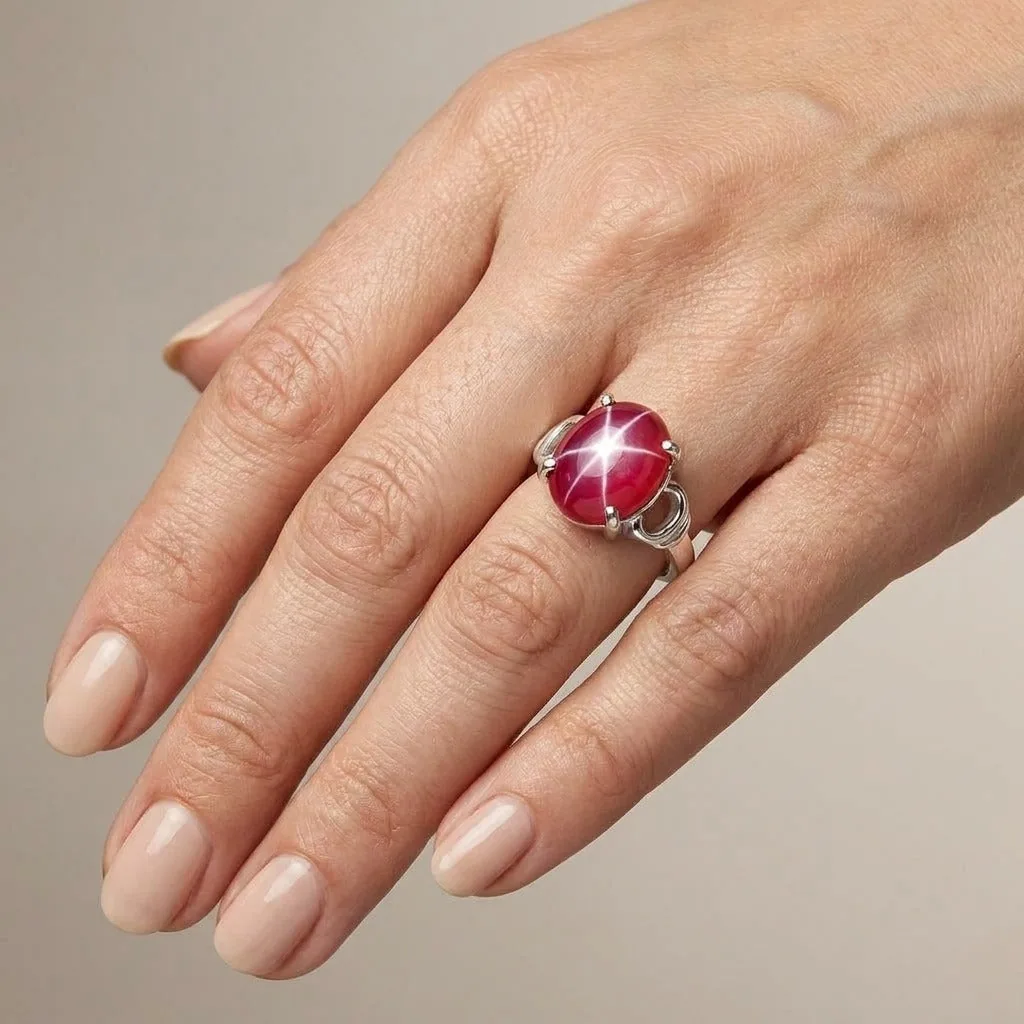 Red Ruby Oval Ring 6.65 Ct. 925 Sterling Silver Stackable Eternity Band Gift - view 2