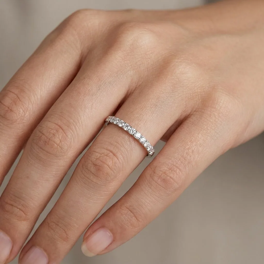 0.25 Ct. IGI Certified 18k White Gold GH VS Diamond Half Eternity Band Ring - view 2