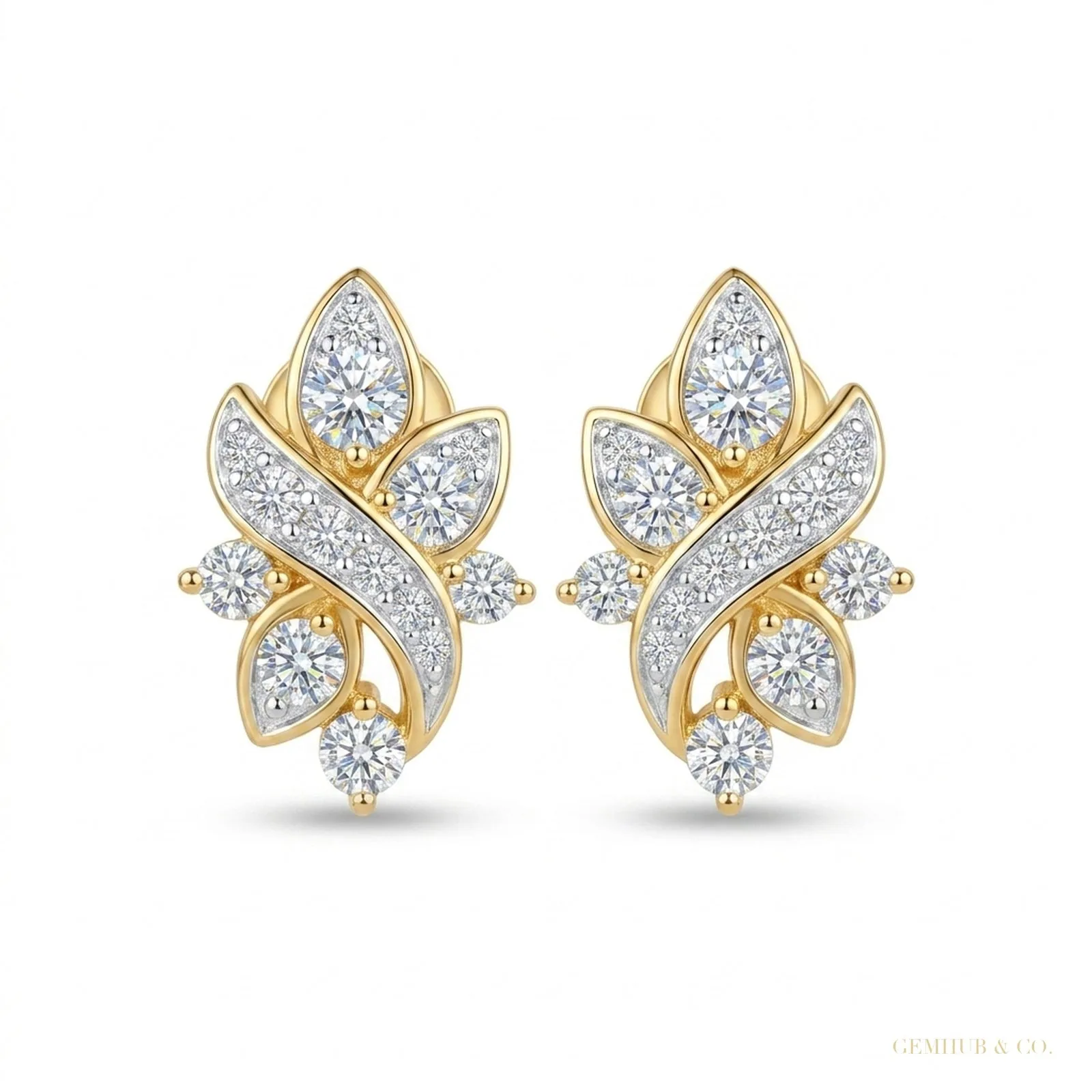 Natural 18K Yellow Gold Vermeil Diamond Earrings – Certified jewelry for women
