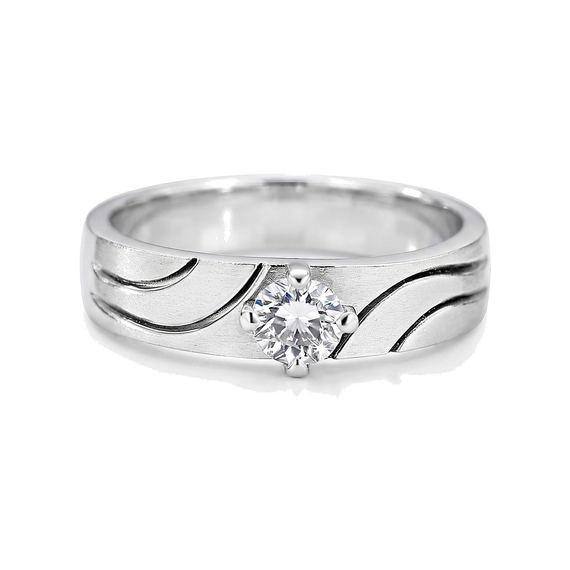 Minimalist Diamond and Platinum Couple Bands