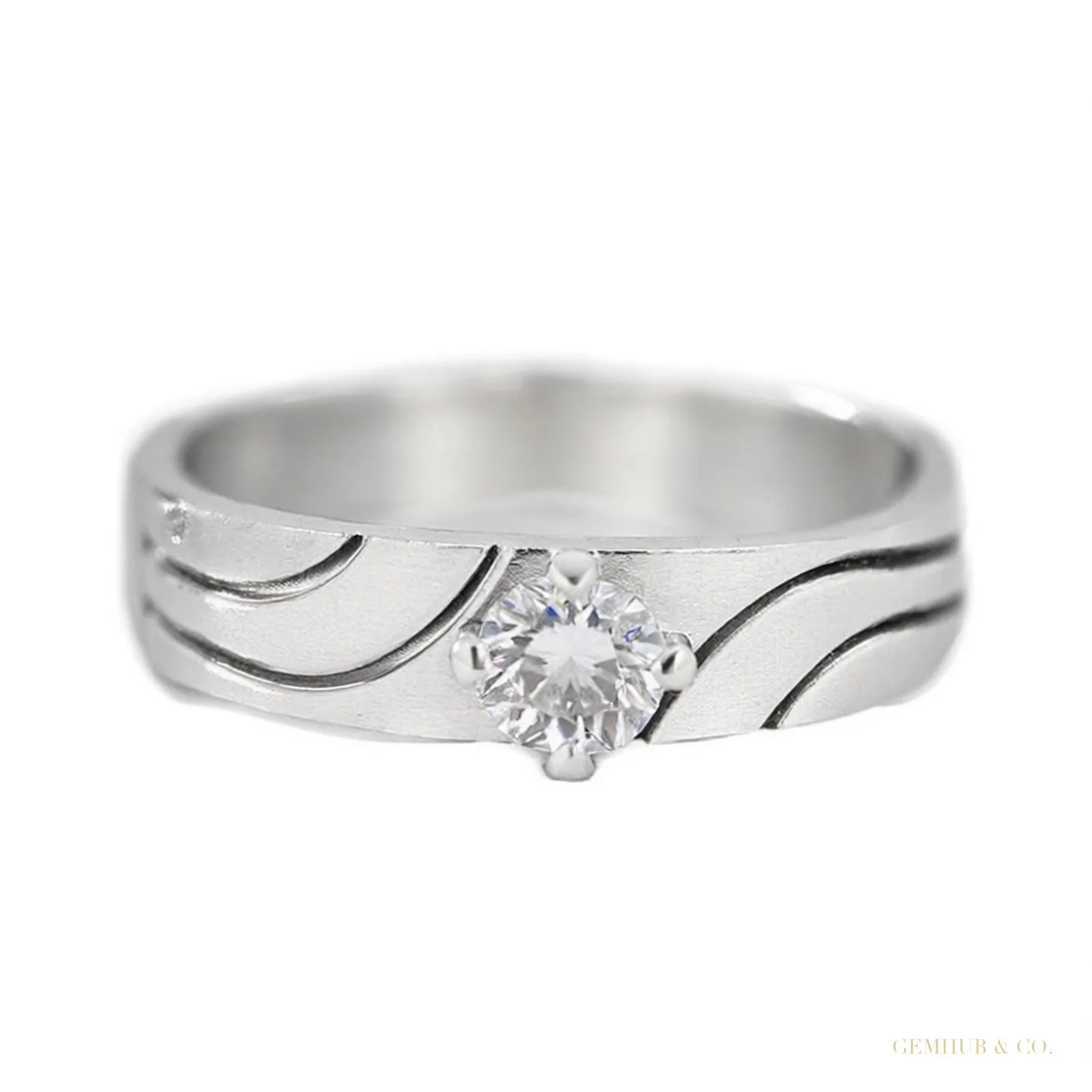 Minimalist Diamond and Platinum Couple Bands