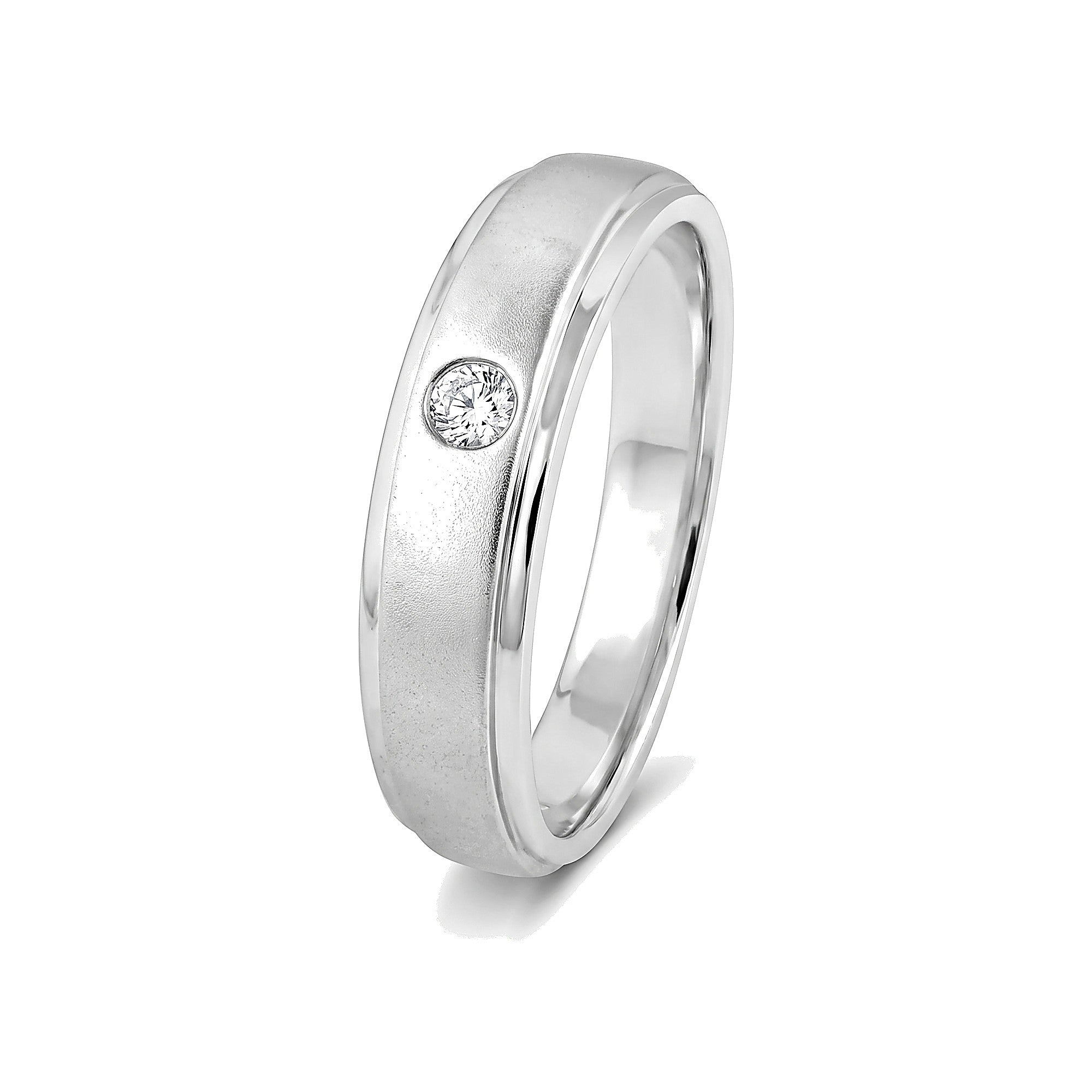 Glossy Diamond and Platinum Ring For Men
