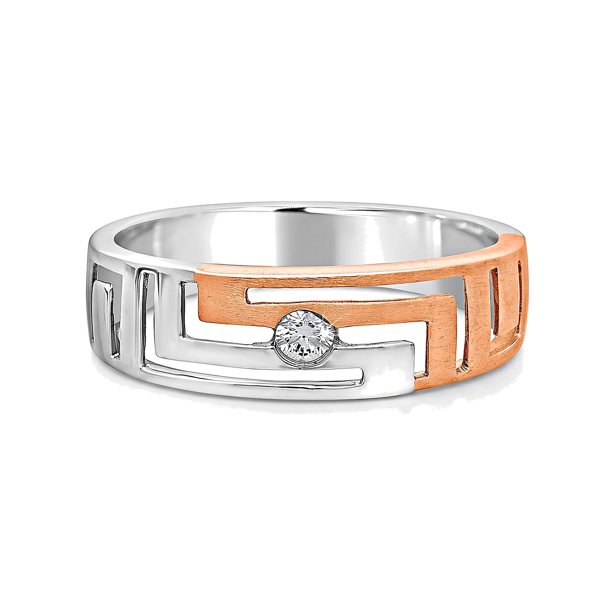 Geometric Design Platinum Finger Ring For Men
