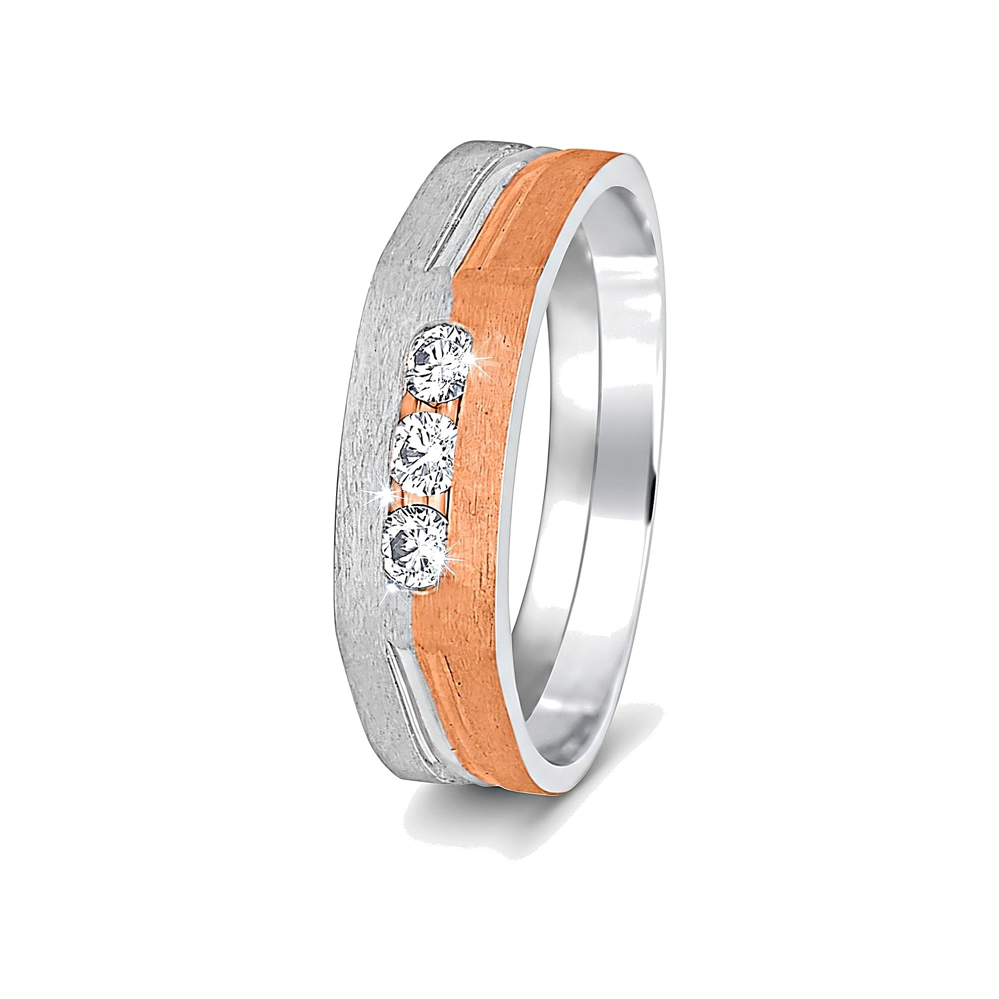 Three Diamond Dual Toned Platinum Men's Ring