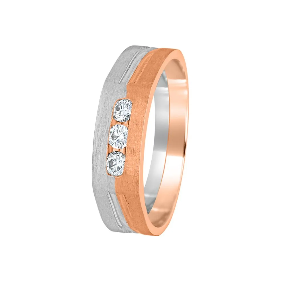 Three Diamond Dual Toned Platinum Men’s Ring