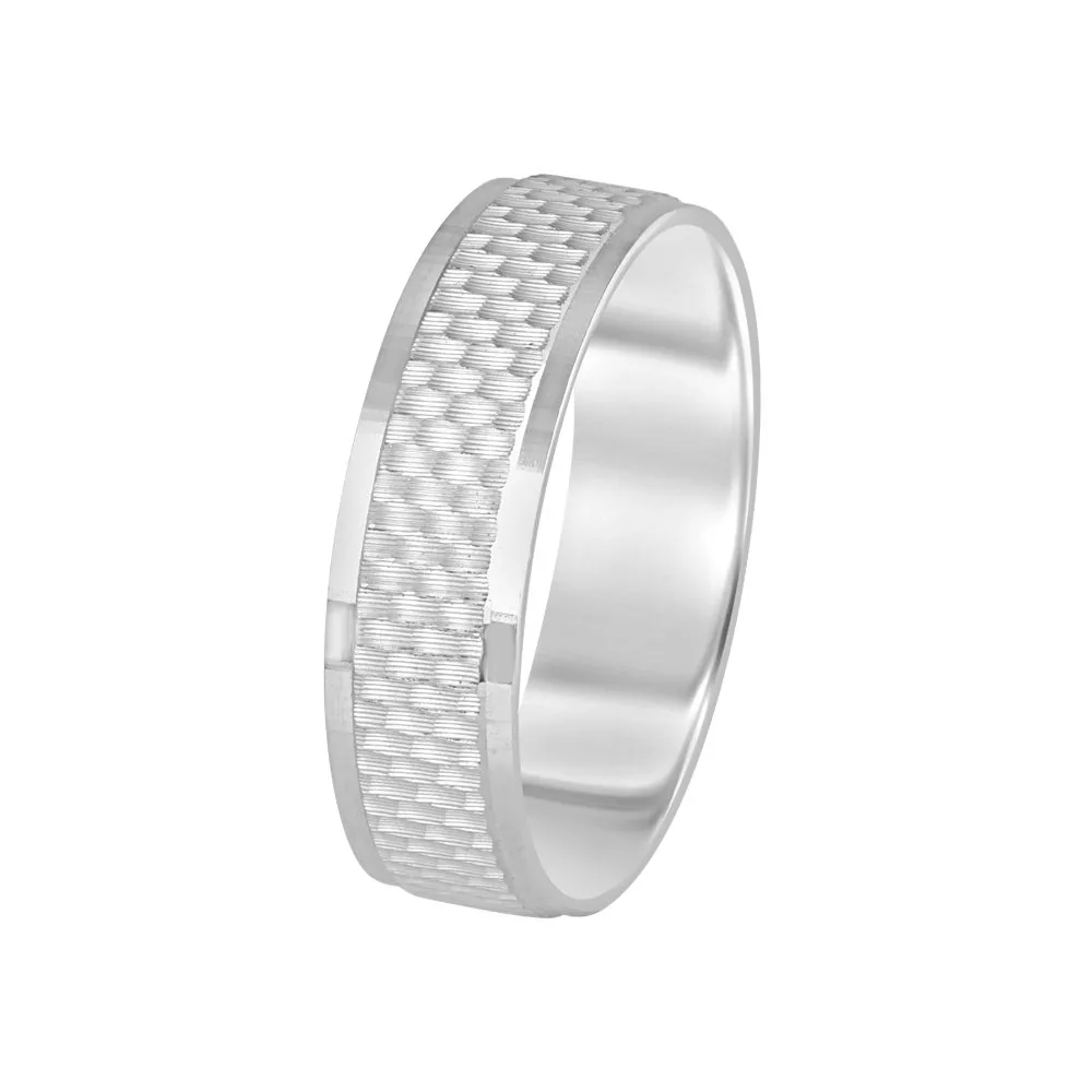 Square Textured Platinum Band for Men