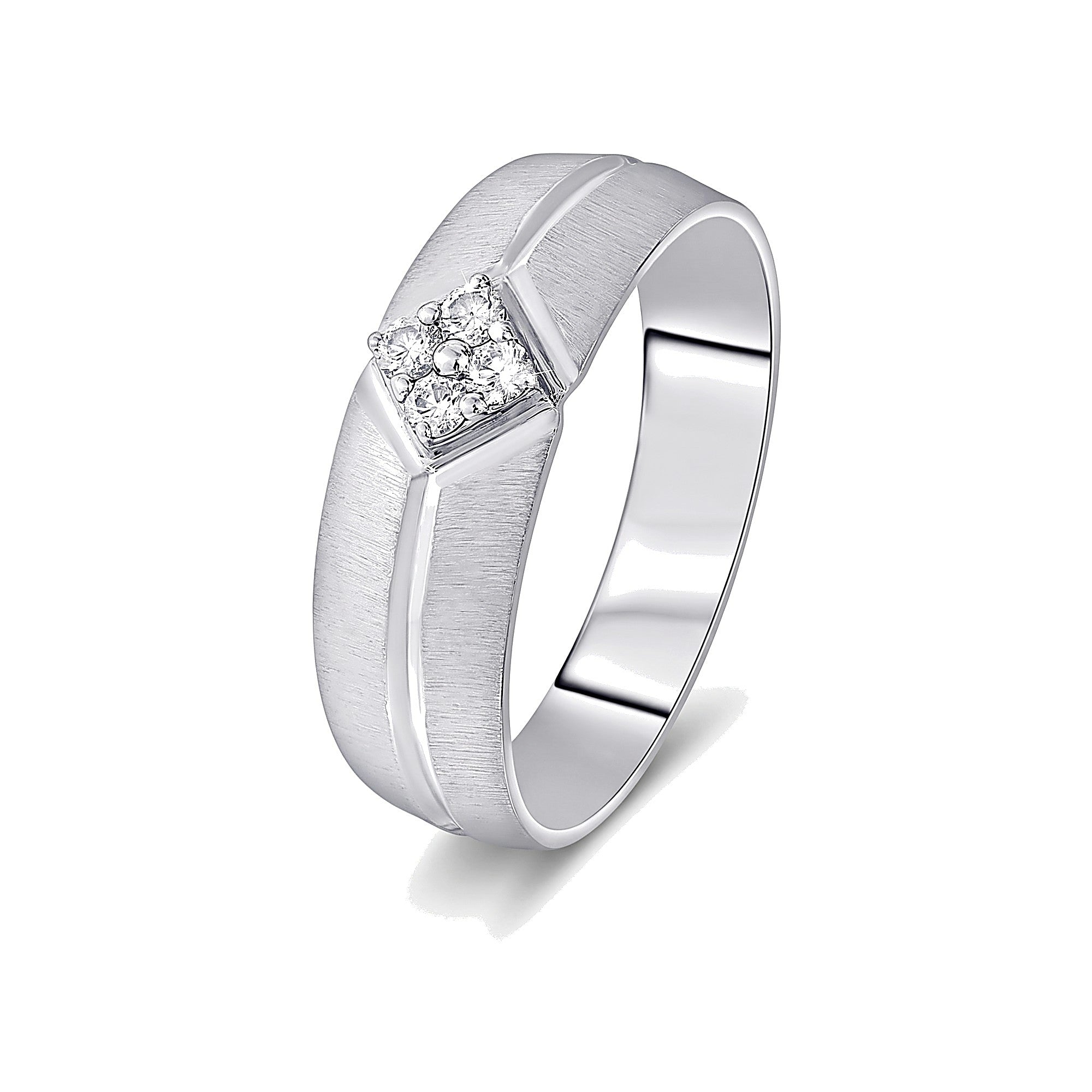 Textured Diamond and Platinum Ring for Men